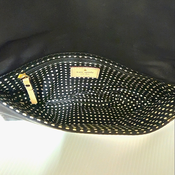Kate Spade Black and Tan Crossbody Bag Polka Dot Interior Nylon - Picture 4 of 12
